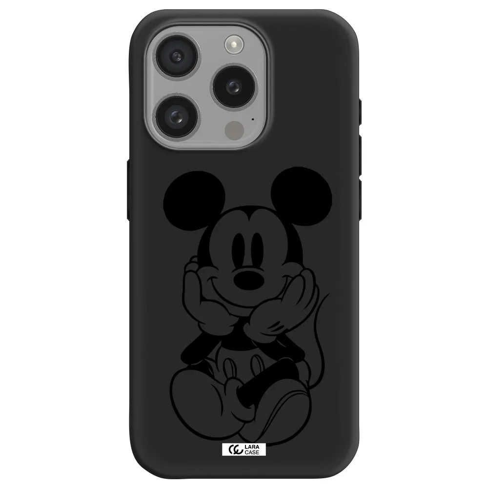 A Cartoon Of A Mouse Apple Iphone 15 Pro Silicone Black Case