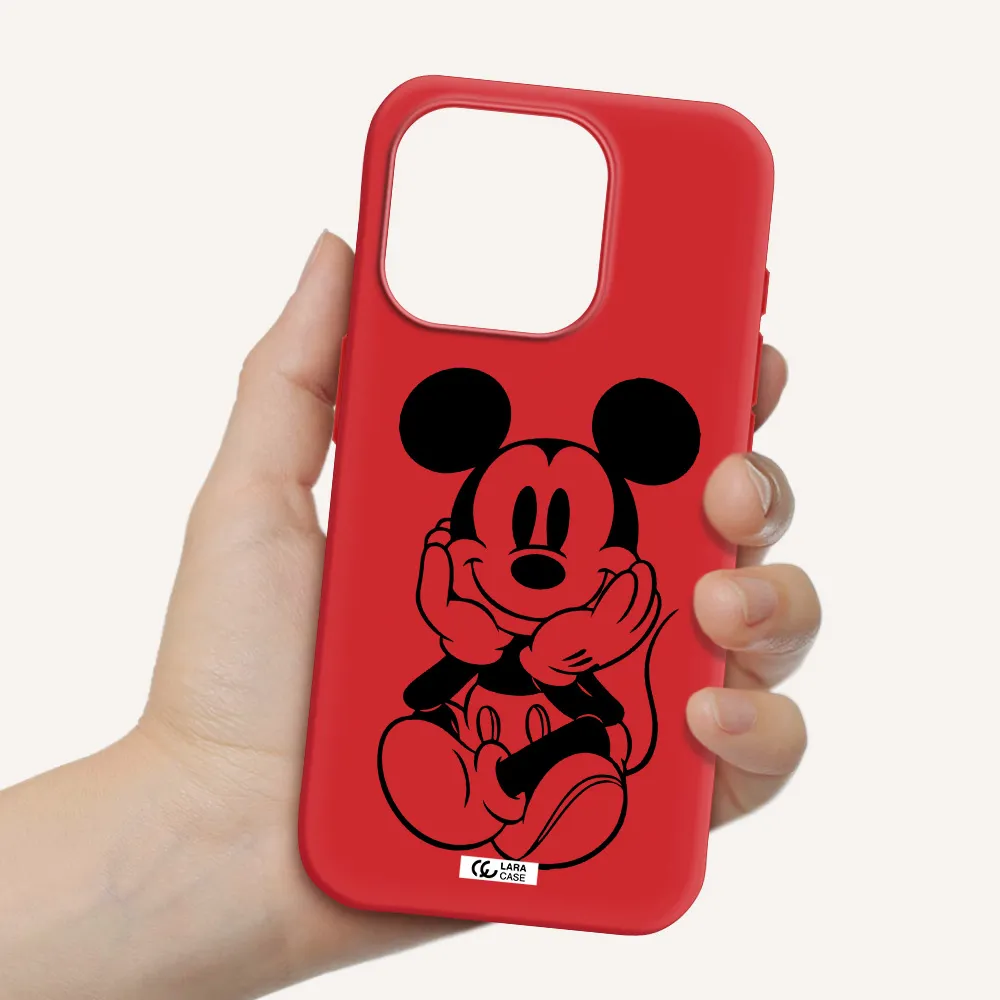 A Cartoon Of A Mouse Apple Iphone 15 Pro Silicone Imperial Red Case