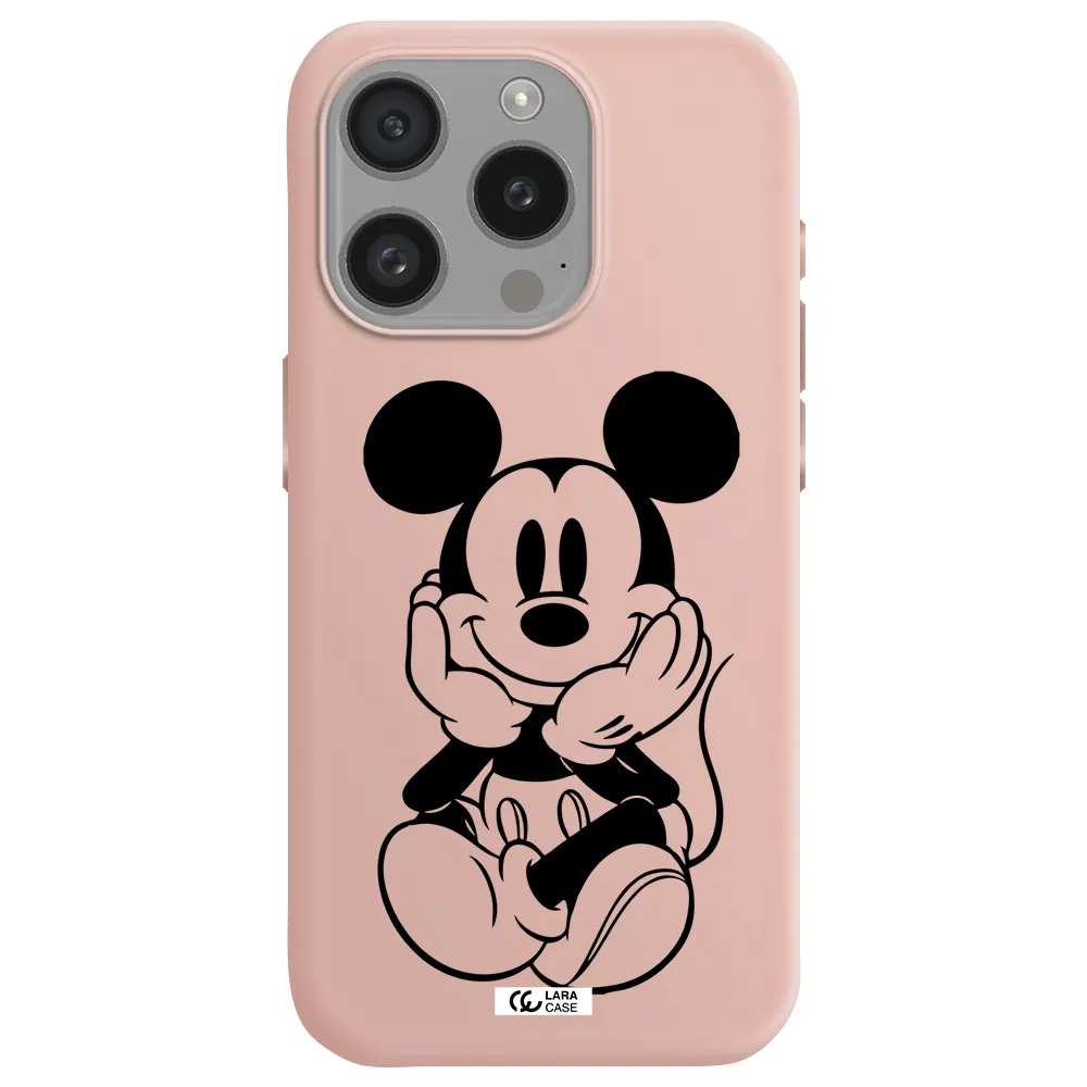 A Cartoon Of A Mouse Apple Iphone 15 Pro Silicone Pastel Pink Case