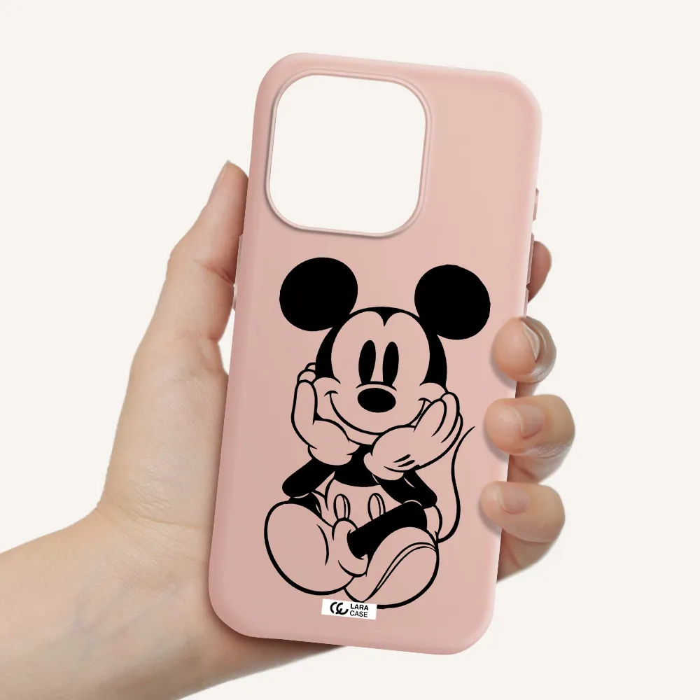 A Cartoon Of A Mouse Apple Iphone 15 Pro Silicone Pastel Pink Case