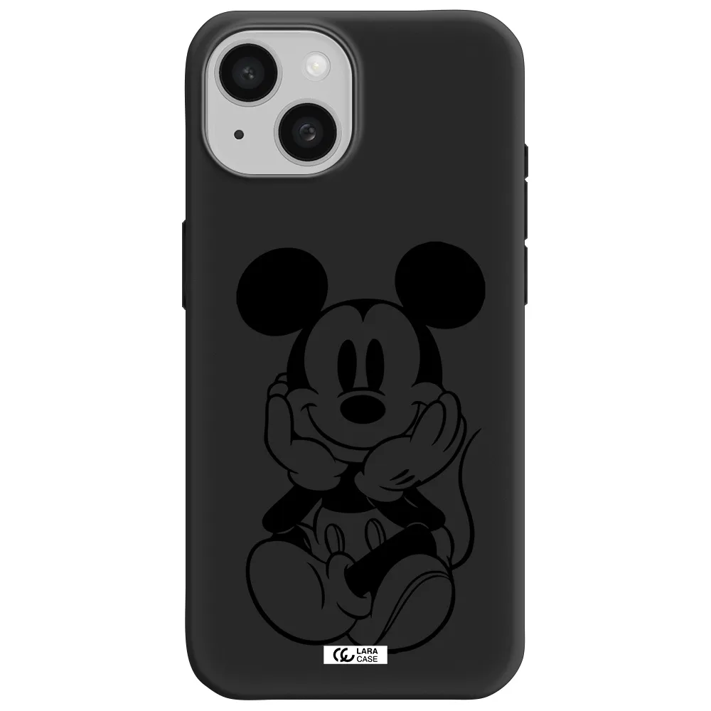 a cartoon of a mouse Apple iPhone 15 Silicone black Case