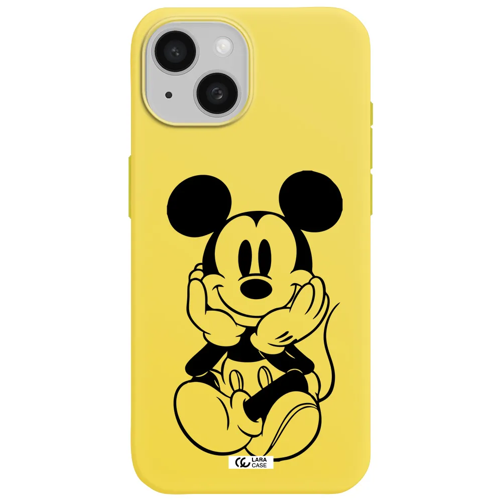 a cartoon of a mouse Apple iPhone 15 Silicone canary yellow Case