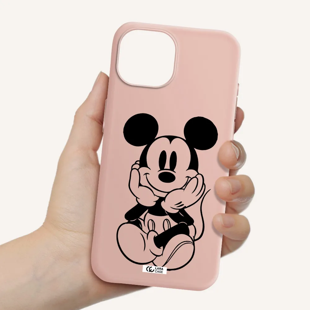 A Cartoon Of A Mouse Apple Iphone 15 Silicone Pastel Pink Case
