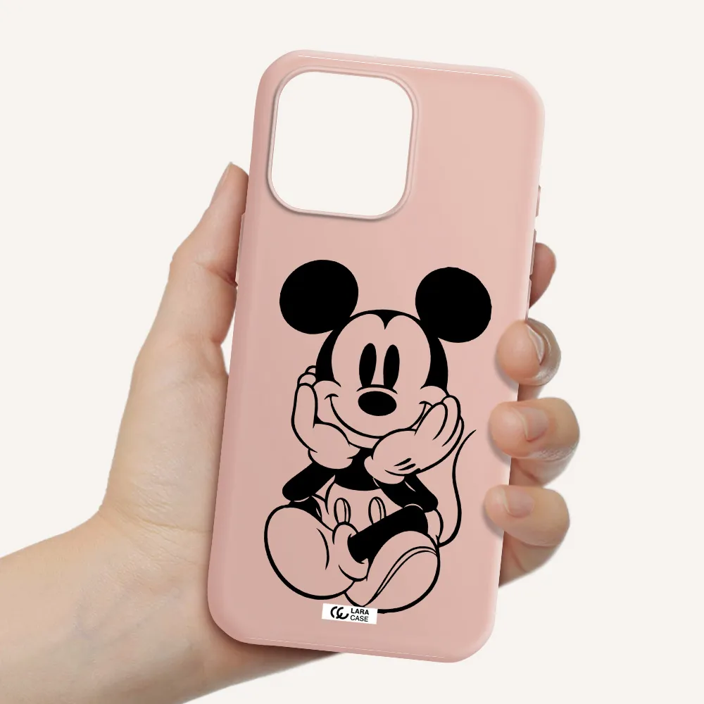 A Cartoon Of A Mouse Apple Iphone 16 Pro Max Silicone Pastel Pink Case