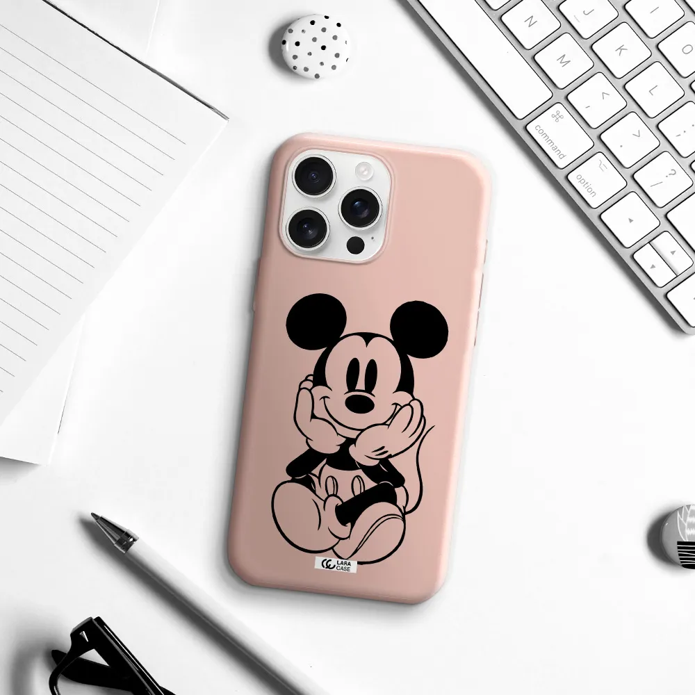 A Cartoon Of A Mouse Apple Iphone 16 Pro Max Silicone Pastel Pink Case