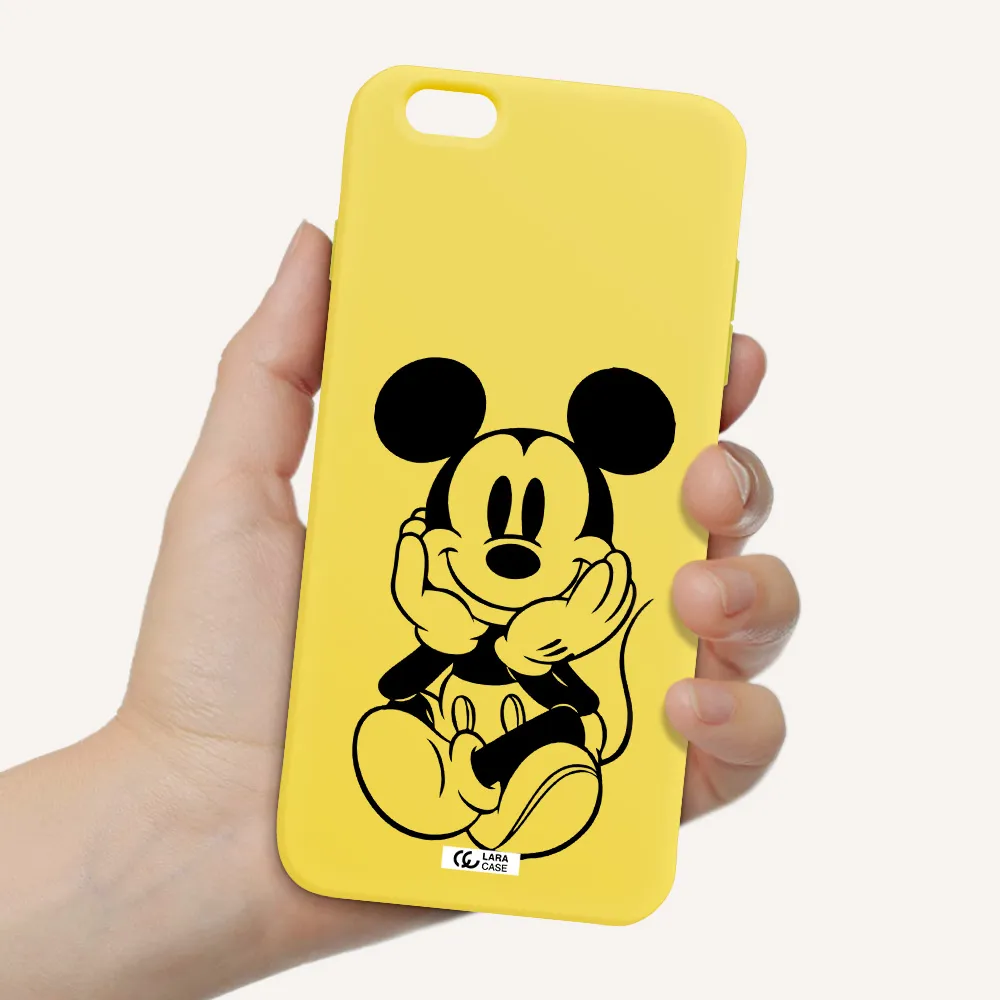 a cartoon of a mouse Apple iPhone 6 plus Silicone canary yellow Case