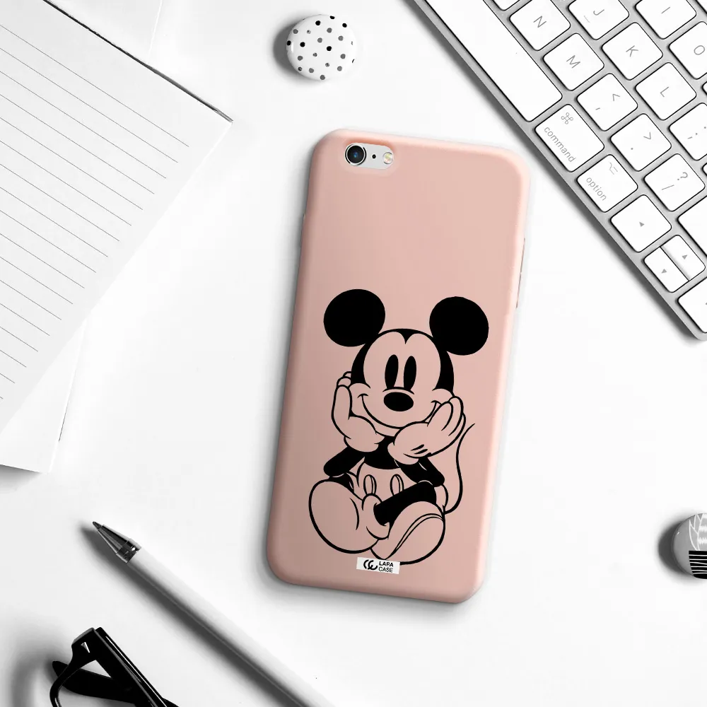 a cartoon of a mouse Apple iPhone 6 plus Silicone pastel pink Case