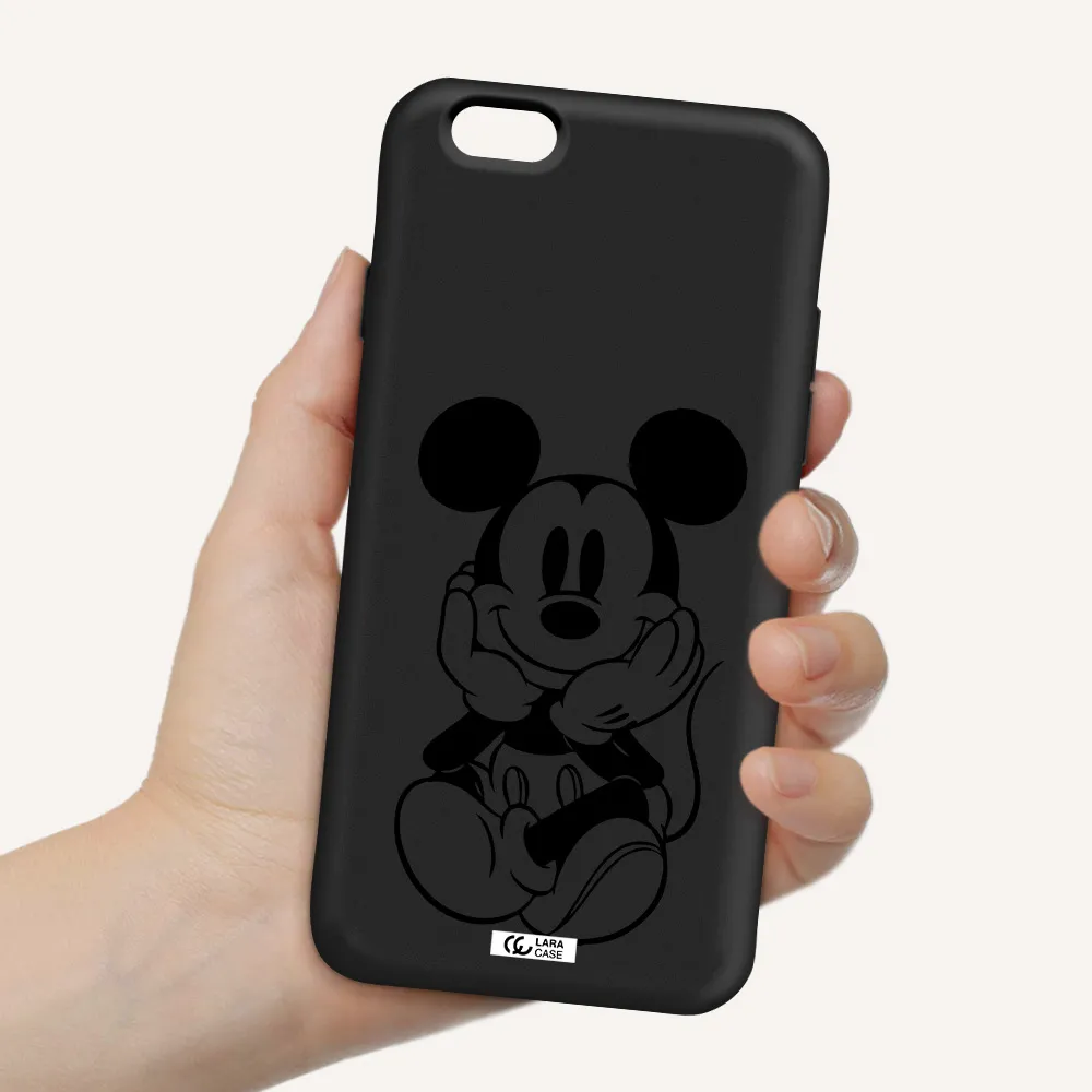 a cartoon of a mouse Apple iPhone 6 Silicone black Case