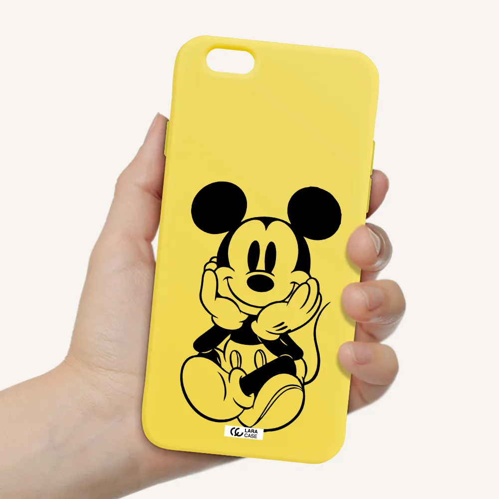 a cartoon of a mouse Apple iPhone 6 Silicone canary yellow Case
