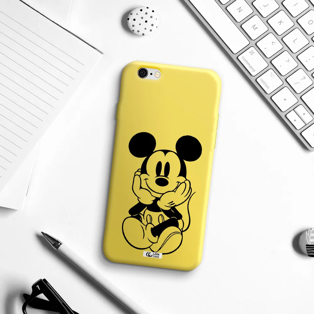 a cartoon of a mouse Apple iPhone 6 Silicone canary yellow Case