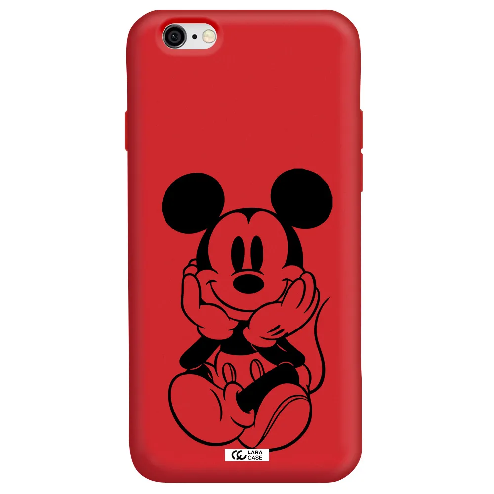 a cartoon of a mouse Apple iPhone 6 Silicone Imperial Red Case