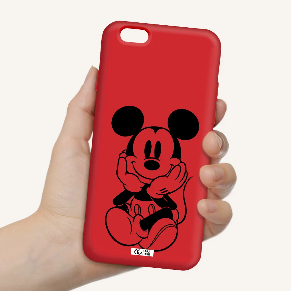 a cartoon of a mouse Apple iPhone 6 Silicone Imperial Red Case