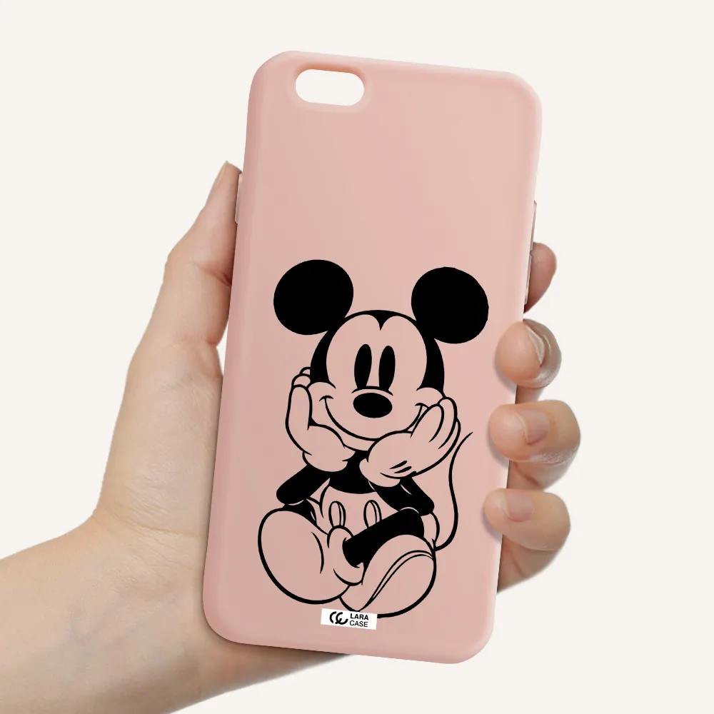 a cartoon of a mouse Apple iPhone 6 Silicone pastel pink Case