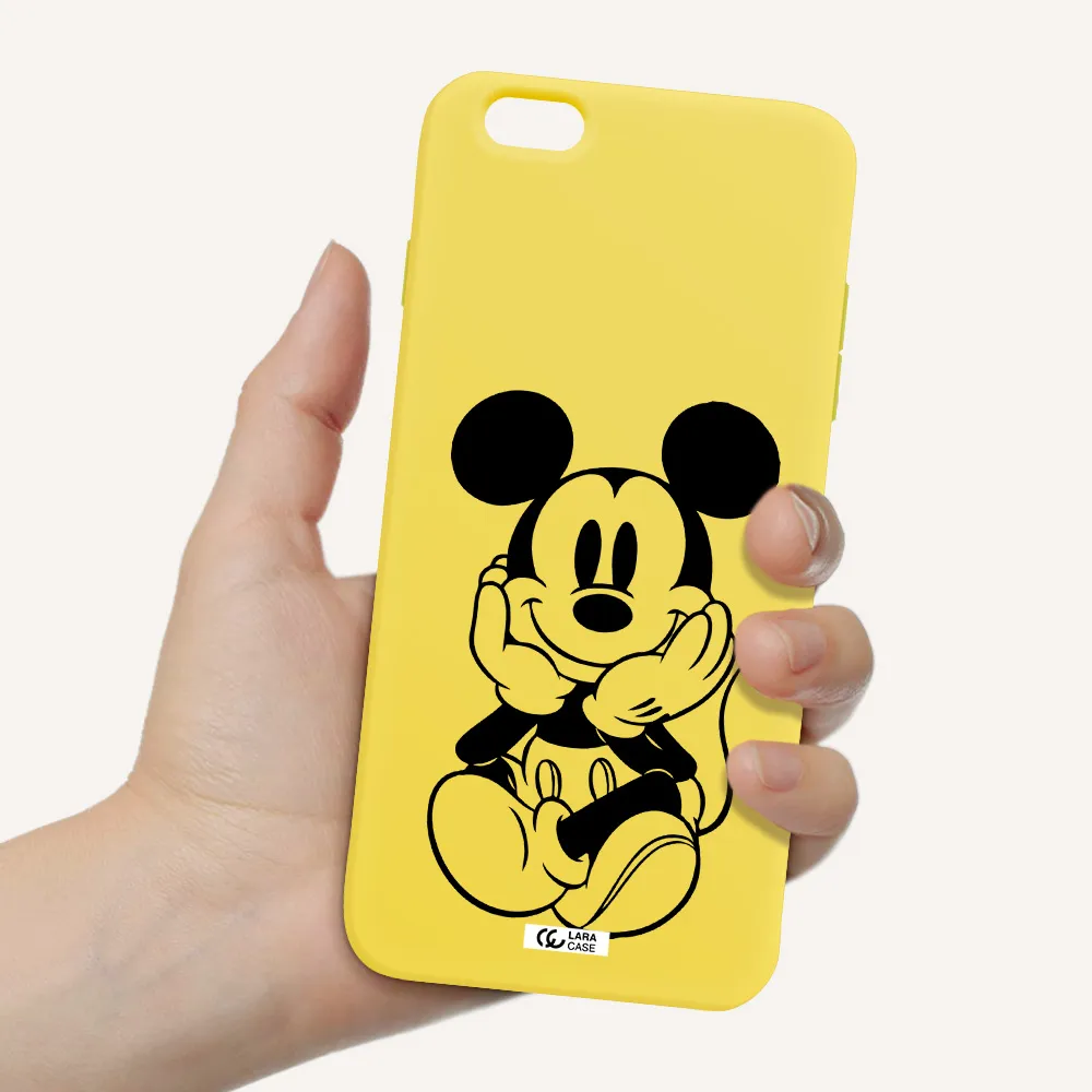 a cartoon of a mouse Apple iPhone 6S Silicone canary yellow Case