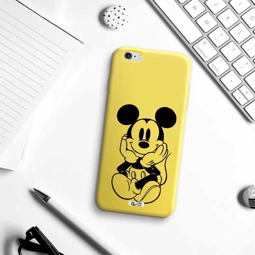 a cartoon of a mouse Apple iPhone 6S Silicone canary yellow Case