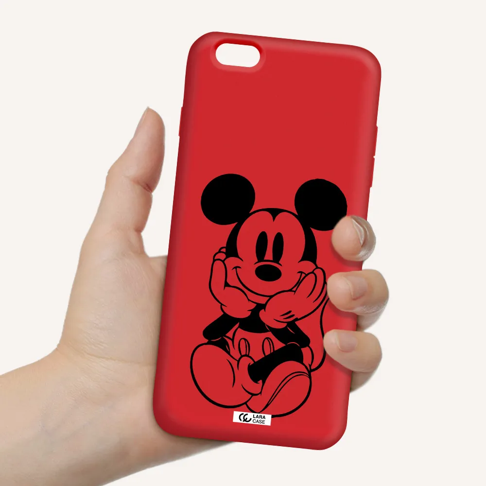 a cartoon of a mouse Apple iPhone 6S Silicone Imperial Red Case