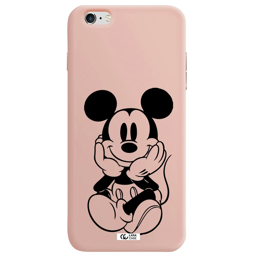 a cartoon of a mouse Apple iPhone 6S Silicone pastel pink Case