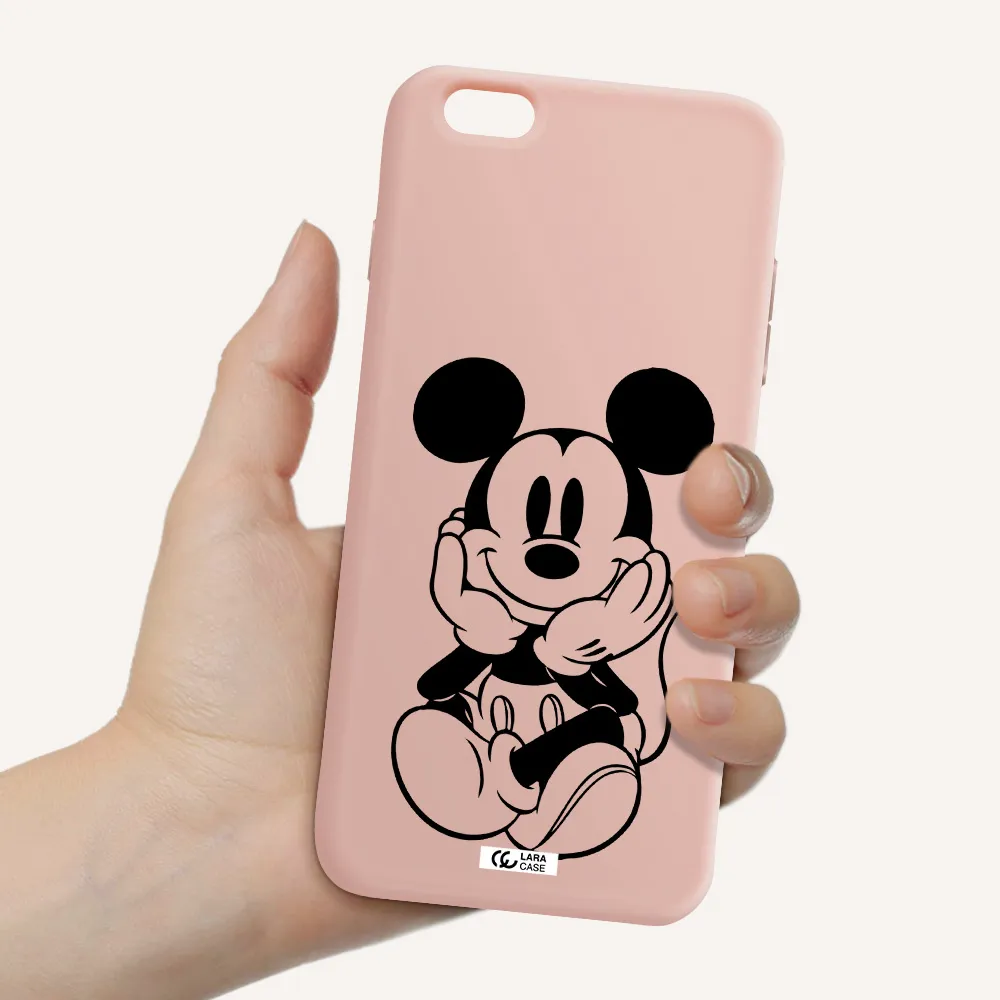 a cartoon of a mouse Apple iPhone 6S Silicone pastel pink Case