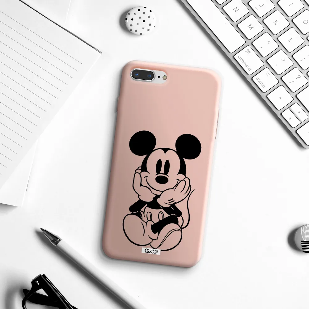 a cartoon of a mouse Apple iPhone 7 plus Silicone pastel pink Case