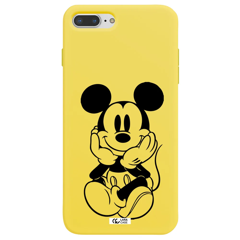 a cartoon of a mouse Apple iPhone 8 plus Silicone canary yellow Case
