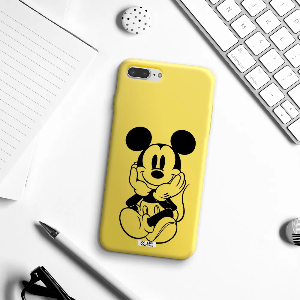 a cartoon of a mouse Apple iPhone 8 plus Silicone canary yellow Case