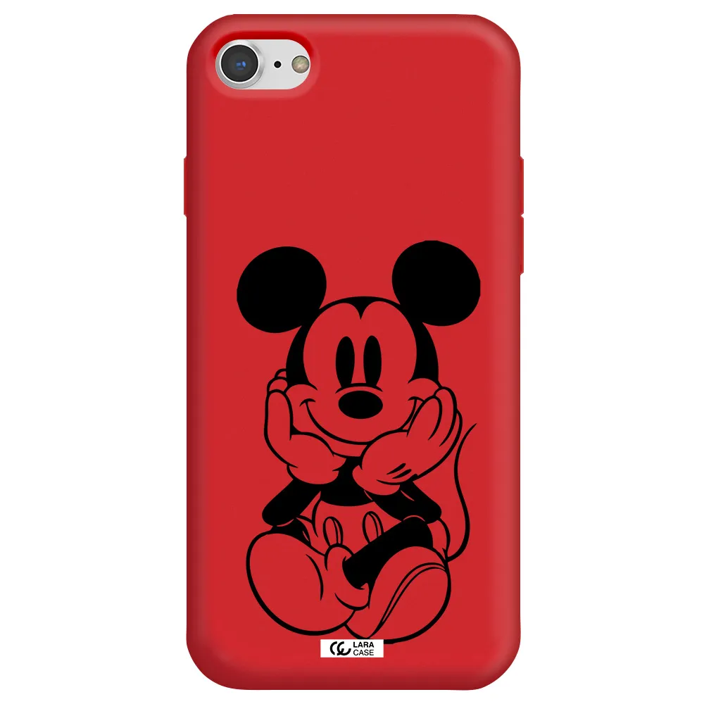 a cartoon of a mouse Apple iPhone 8 Silicone Imperial Red Case