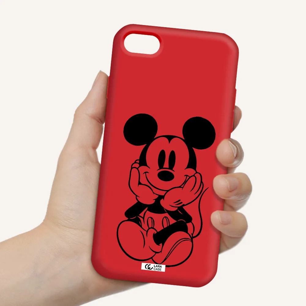 a cartoon of a mouse Apple iPhone 8 Silicone Imperial Red Case