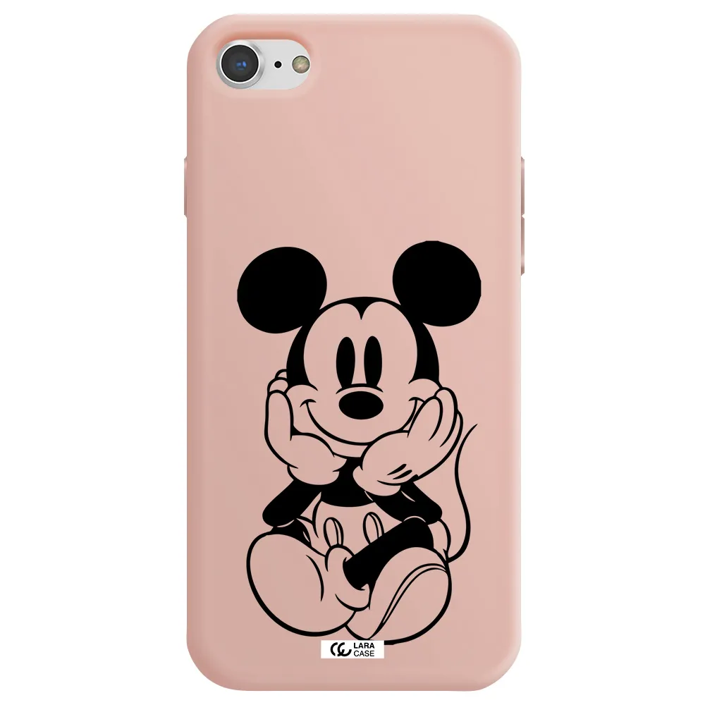 a cartoon of a mouse Apple iPhone 8 Silicone pastel pink Case