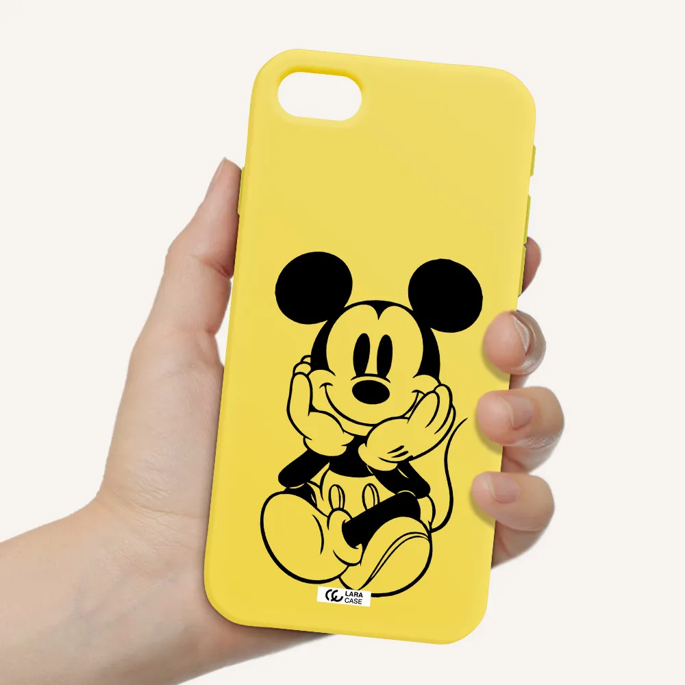 a cartoon of a mouse Apple iPhone se 2020 Silicone canary yellow Case
