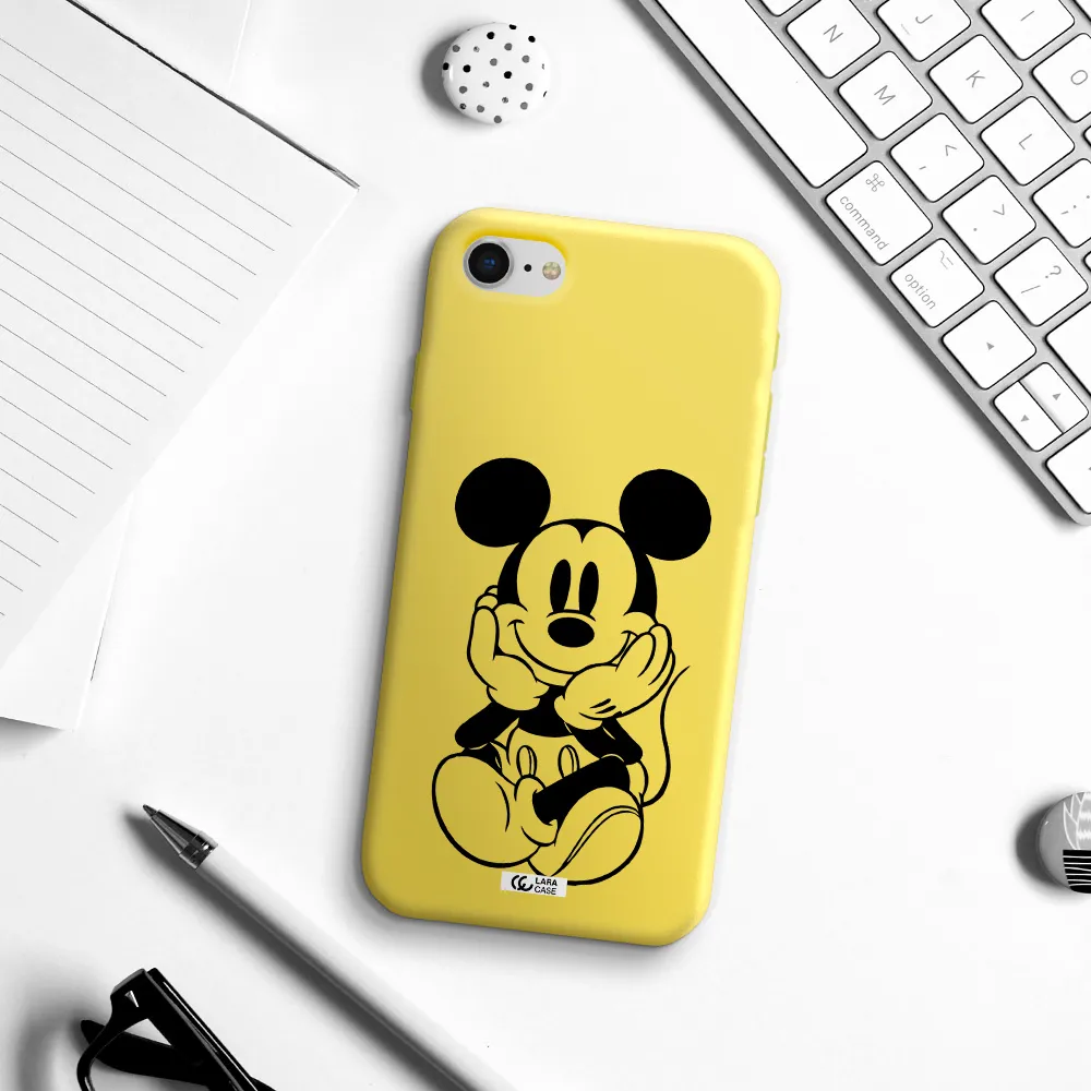 a cartoon of a mouse Apple iPhone se 2020 Silicone canary yellow Case