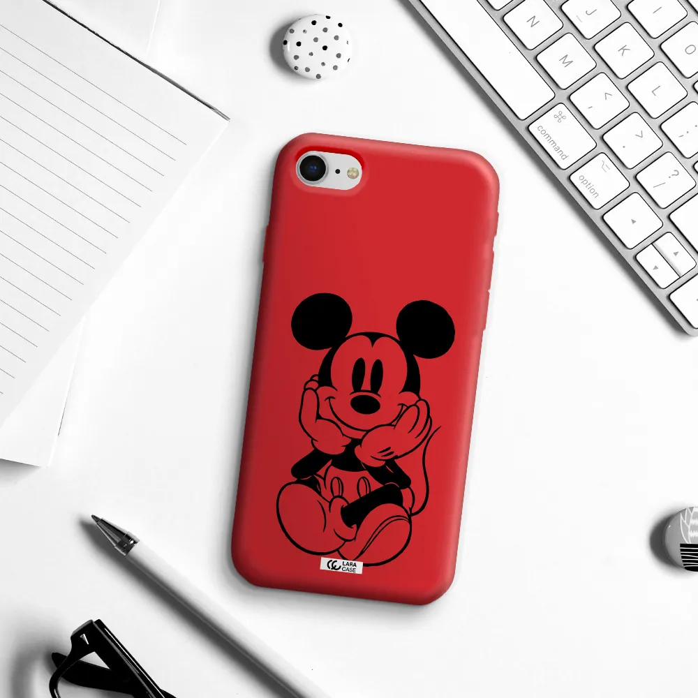 a cartoon of a mouse Apple iPhone se 2020 Silicone Imperial Red Case