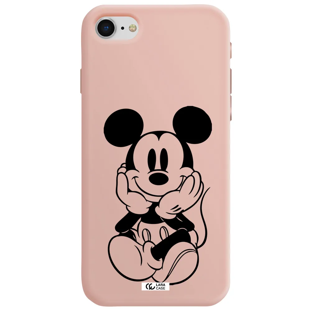 a cartoon of a mouse Apple iPhone se 2020 Silicone pastel pink Case