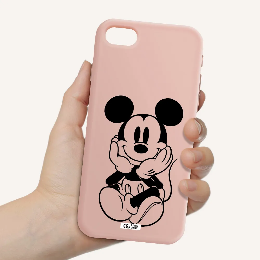 a cartoon of a mouse Apple iPhone se 2020 Silicone pastel pink Case