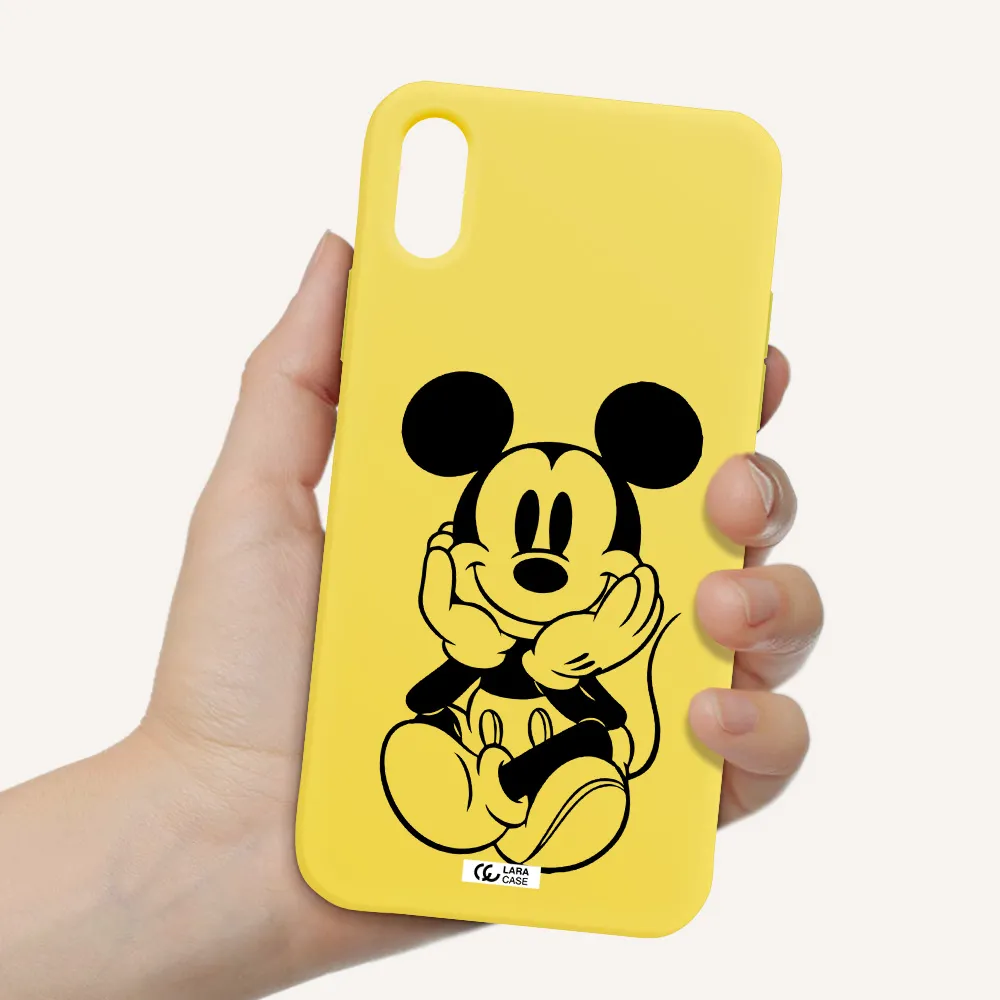 a cartoon of a mouse Apple iPhone X Silicone canary yellow Case