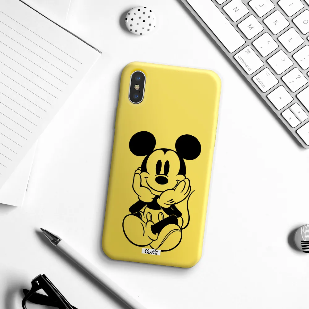 a cartoon of a mouse Apple iPhone X Silicone canary yellow Case