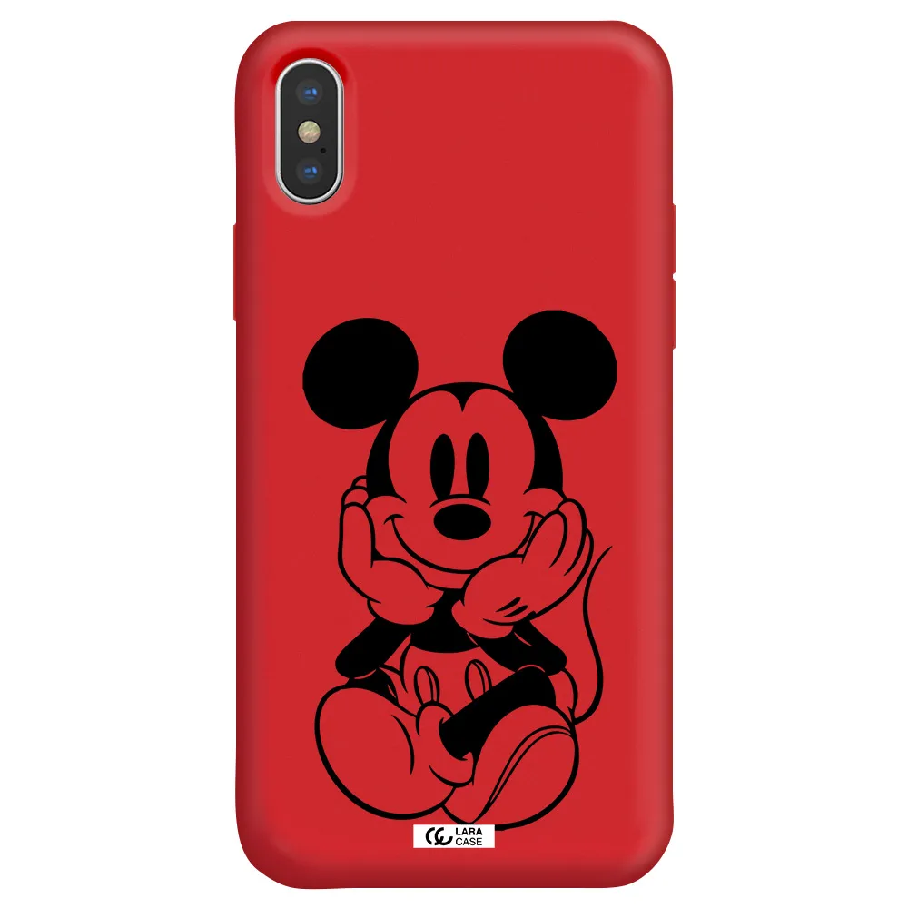 a cartoon of a mouse Apple iPhone XS Silicone Imperial Red Case