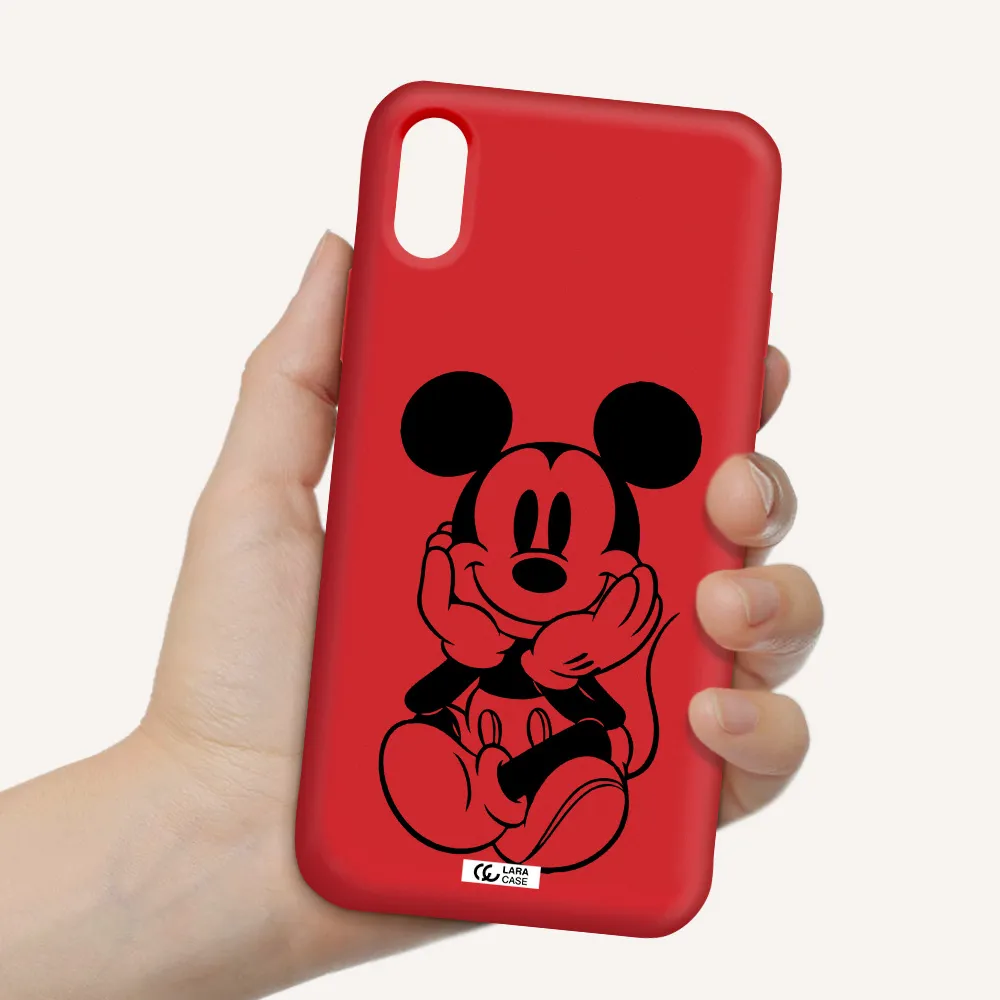 a cartoon of a mouse Apple iPhone XS Silicone Imperial Red Case