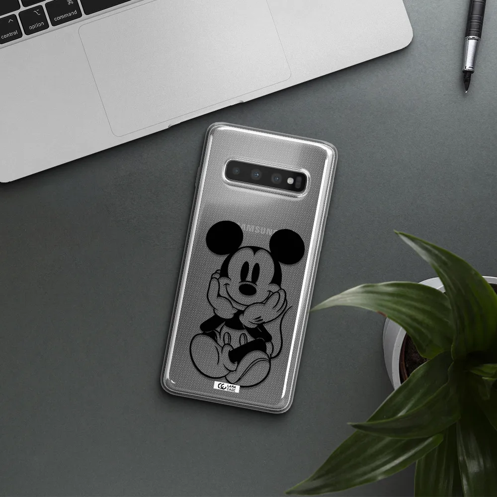 a cartoon of a mouse Samsung S10 Plus Clear TPU Case