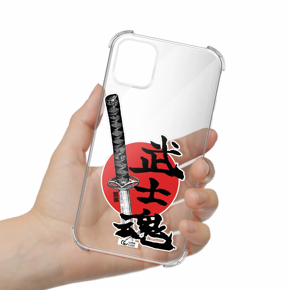 a sword with a red circle and hieroglyph Apple iPhone 11 Clear PC Case