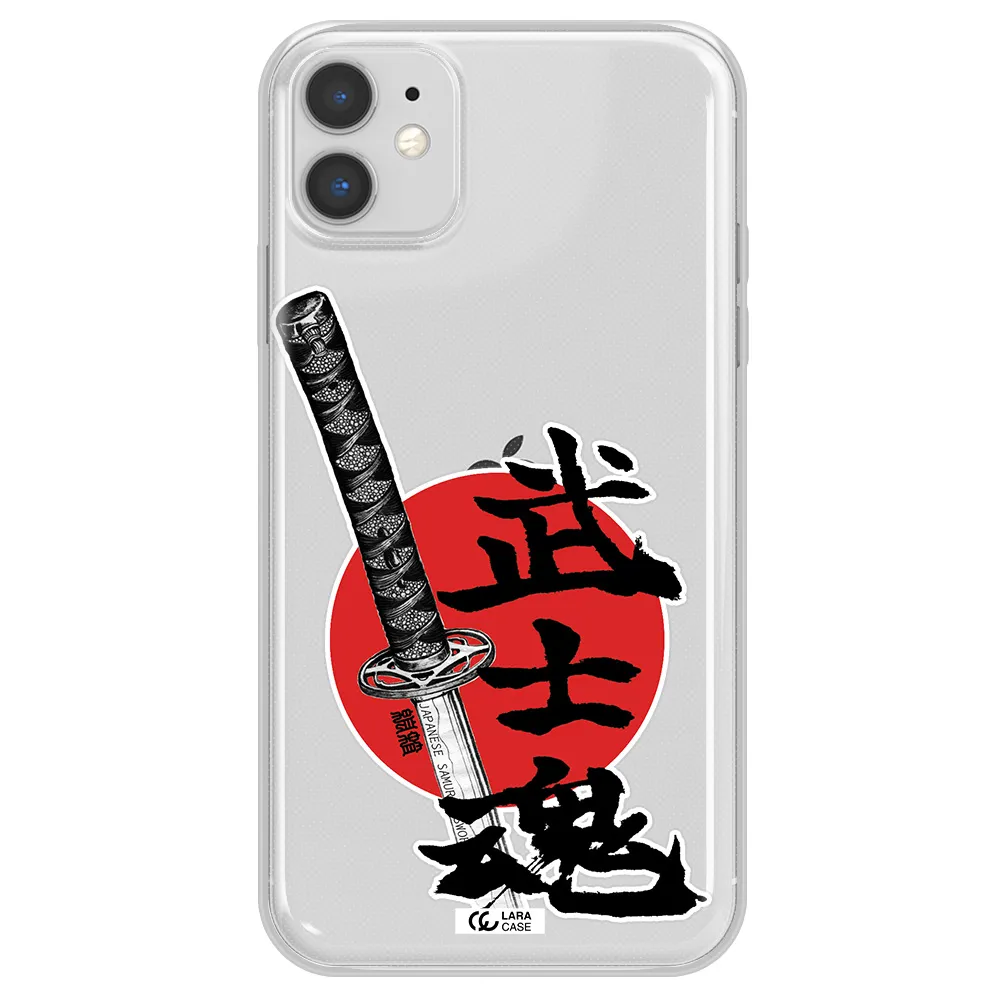 a sword with a red circle and hieroglyph Apple iPhone 11 Clear TPU Case