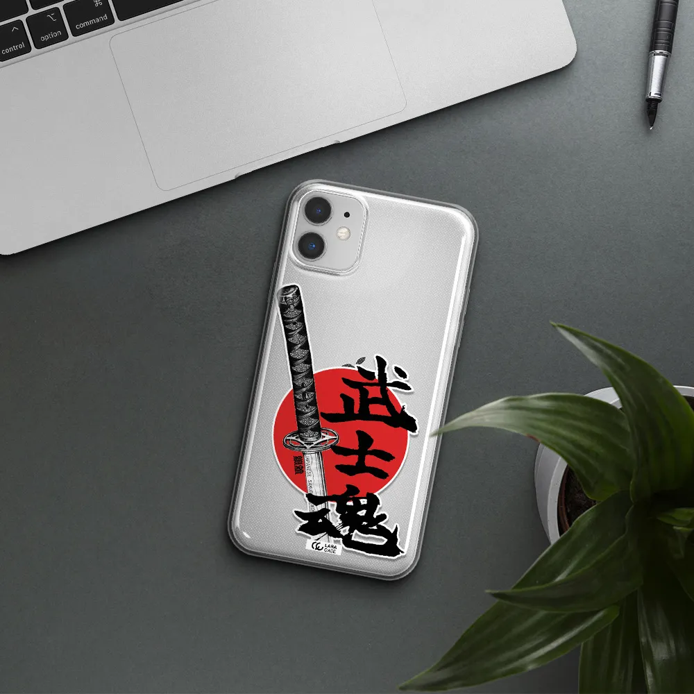 a sword with a red circle and hieroglyph Apple iPhone 11 Clear TPU Case