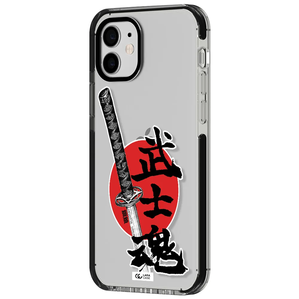 a sword with a red circle and hieroglyph Apple iPhone 11 impact black border Case