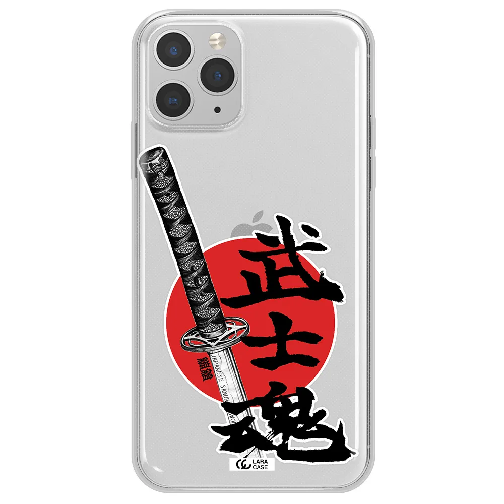 a sword with a red circle and hieroglyph Apple iPhone 11 pro Clear TPU Case