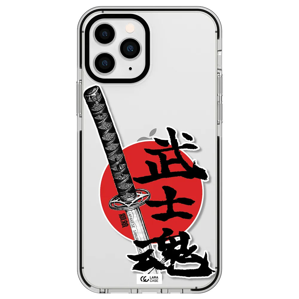 a sword with a red circle and hieroglyph Apple iPhone 11 pro impact black border Case