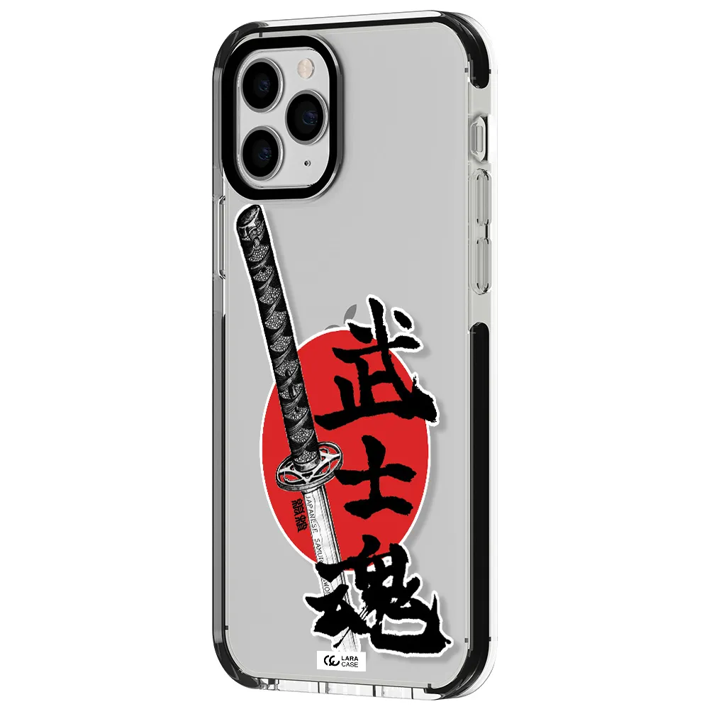 a sword with a red circle and hieroglyph Apple iPhone 11 pro max impact black border Case
