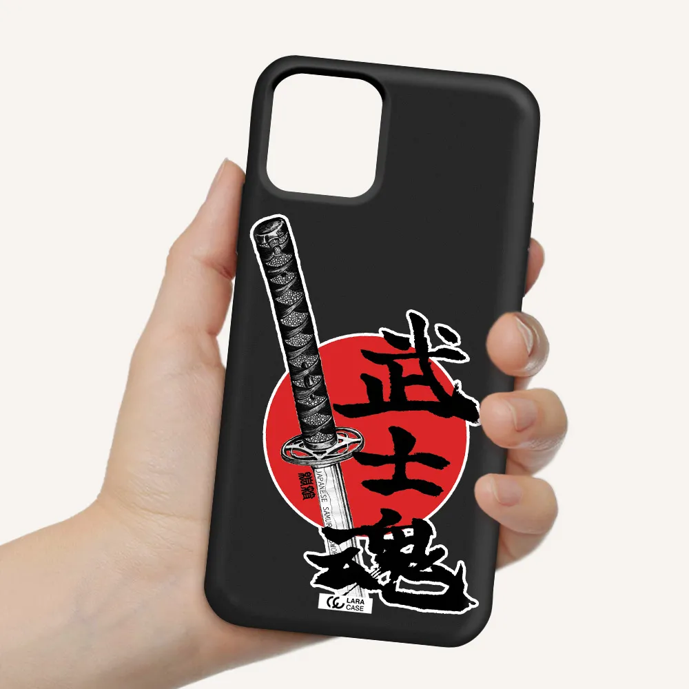 a sword with a red circle and hieroglyph Apple iPhone 11 pro max Silicone black Case