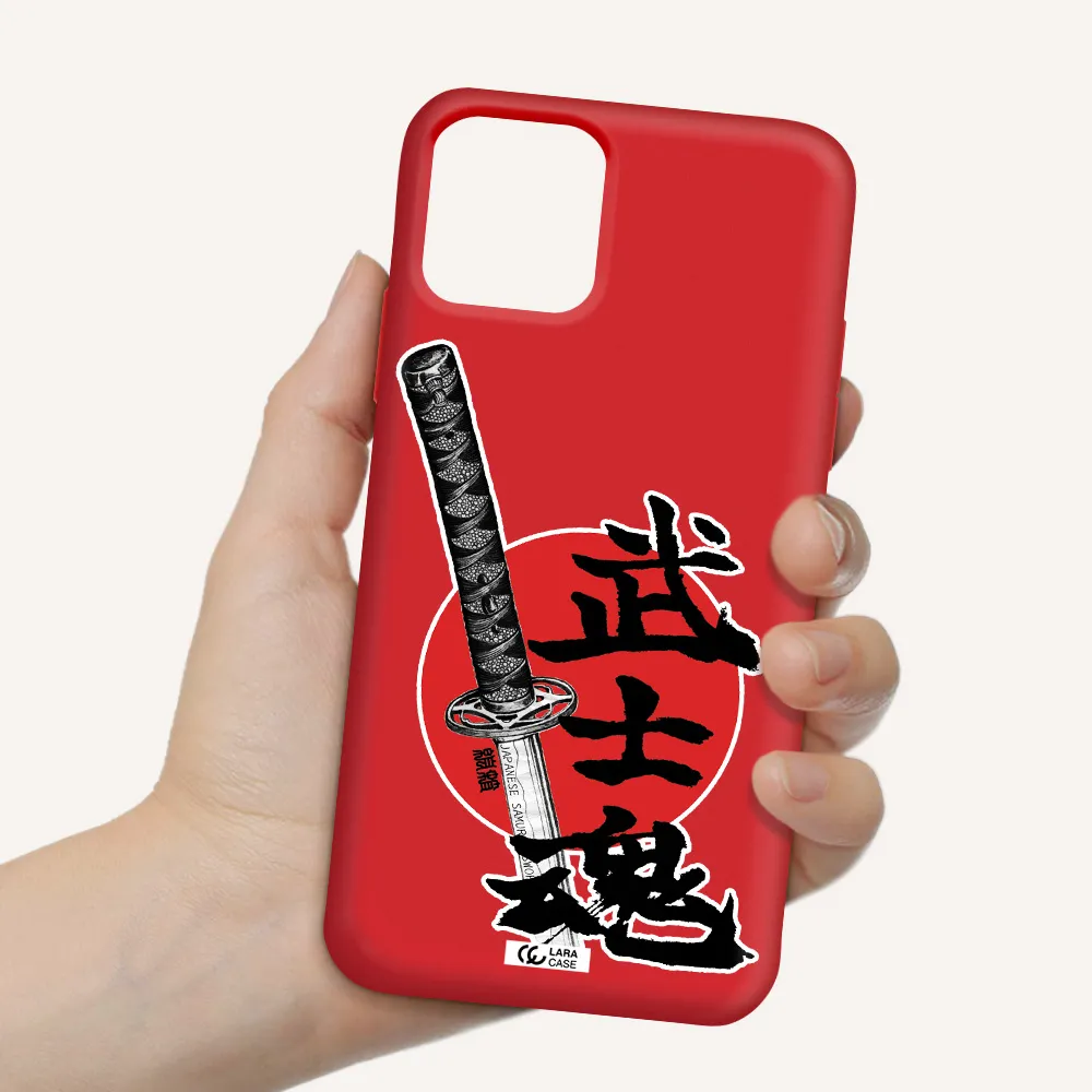 a sword with a red circle and hieroglyph Apple iPhone 11 pro max Silicone Imperial Red Case