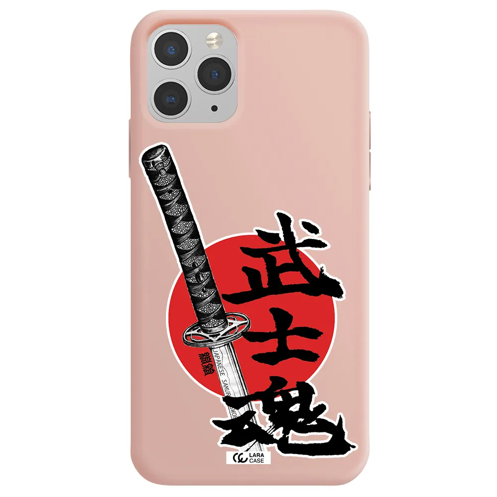 a sword with a red circle and hieroglyph Apple iPhone 11 pro max Silicone pastel pink Case