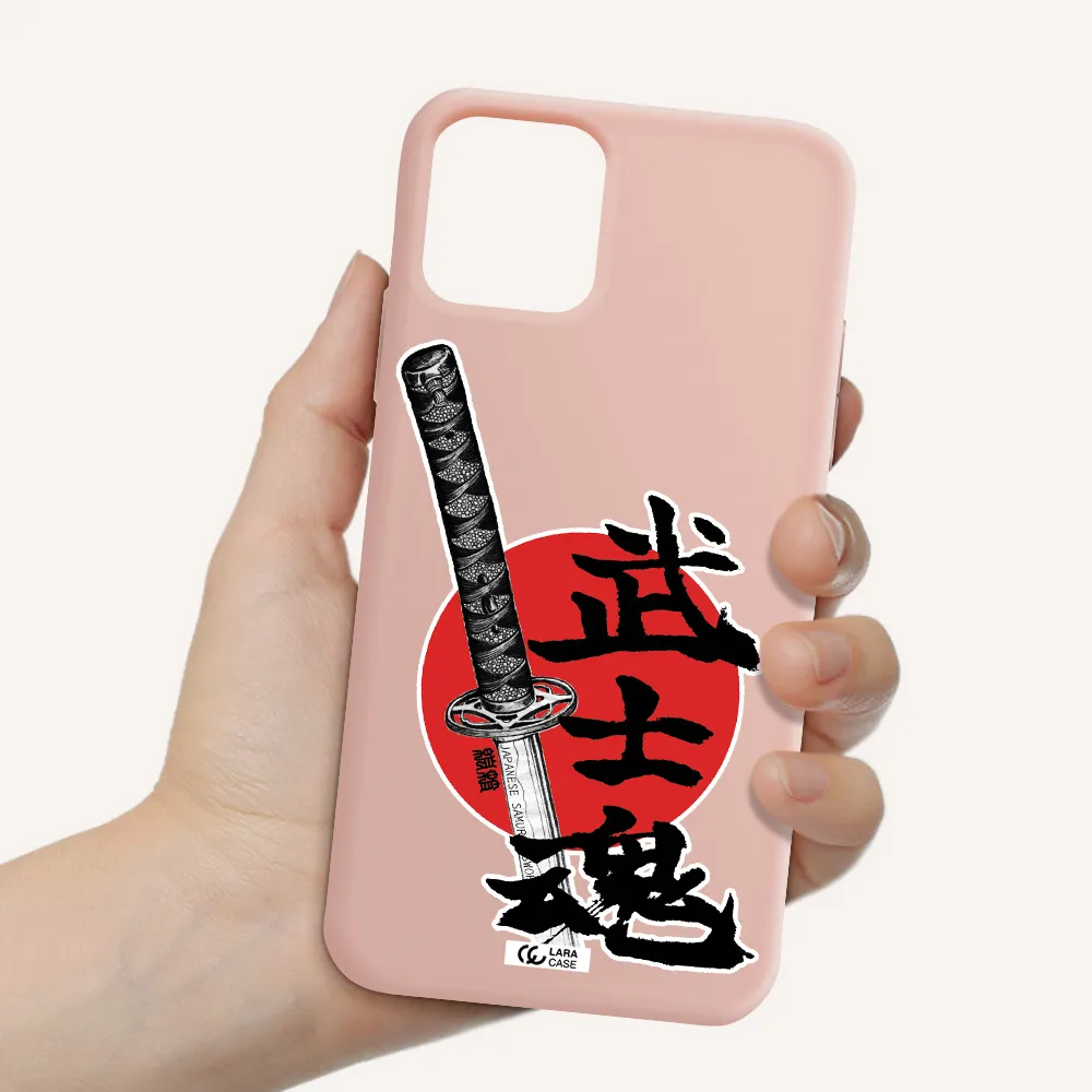 a sword with a red circle and hieroglyph Apple iPhone 11 pro max Silicone pastel pink Case