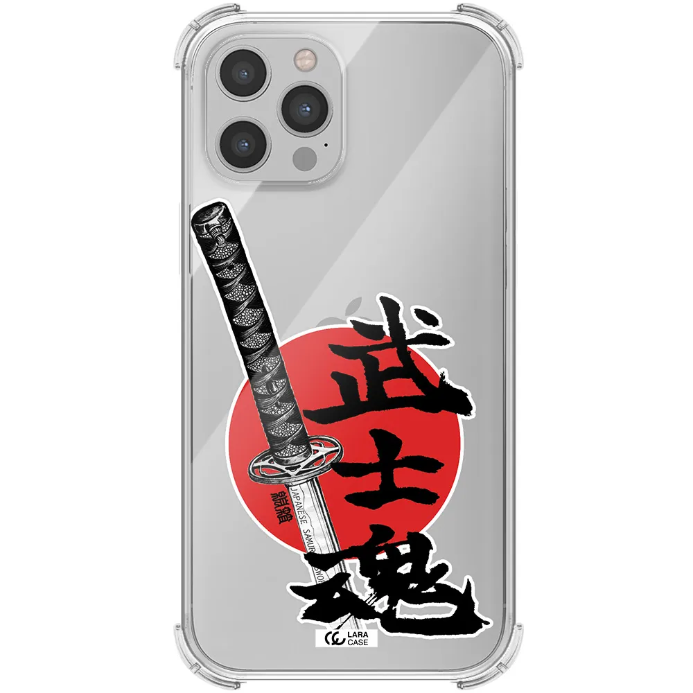 a sword with a red circle and hieroglyph Apple iPhone 12 pro max Clear PC Case